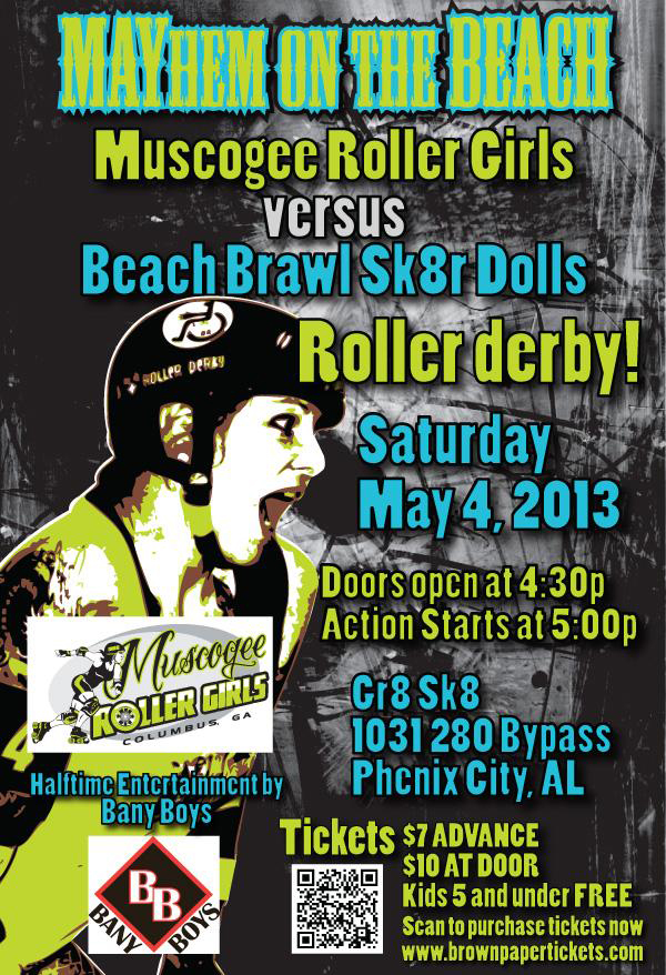 Muscogee Roller Girls vs Beach Brawl Sk8r Dolls